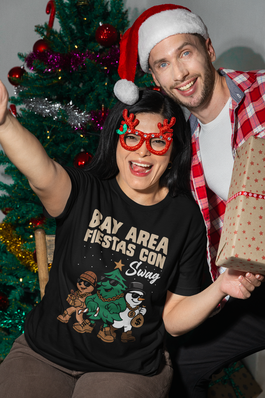 Bay Area Fiestas Con Swag Christmas Shirt | Latino Holiday Tee | TRM Holiday 2025