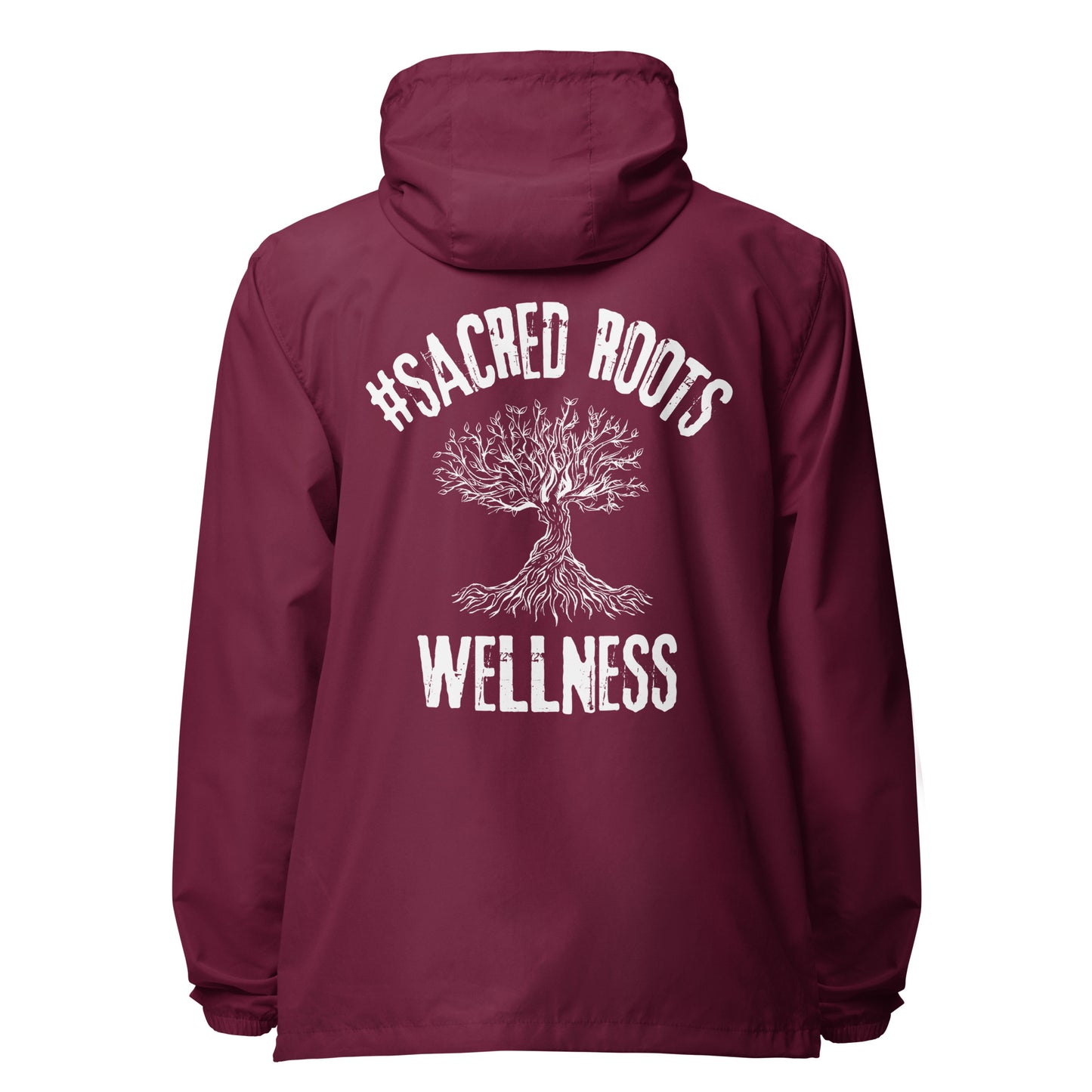 Sacred Roots Wellness lightweight zip up windbreaker