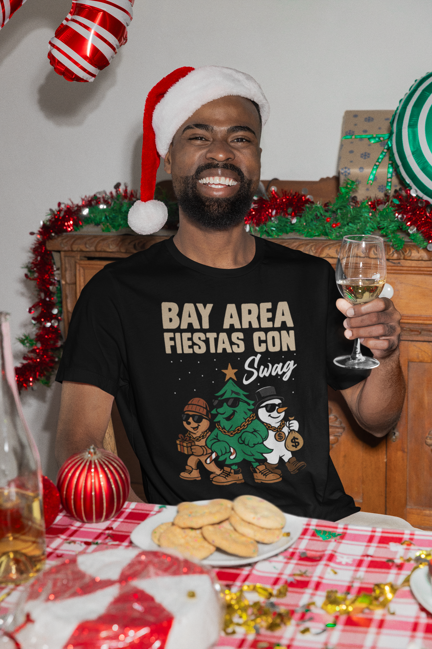 Bay Area Fiestas Con Swag Christmas Shirt | Latino Holiday Tee | TRM Holiday 2025