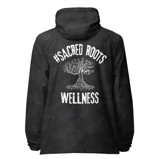Sacred Roots Wellness lightweight zip up windbreaker