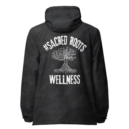 Sacred Roots Wellness lightweight zip up windbreaker