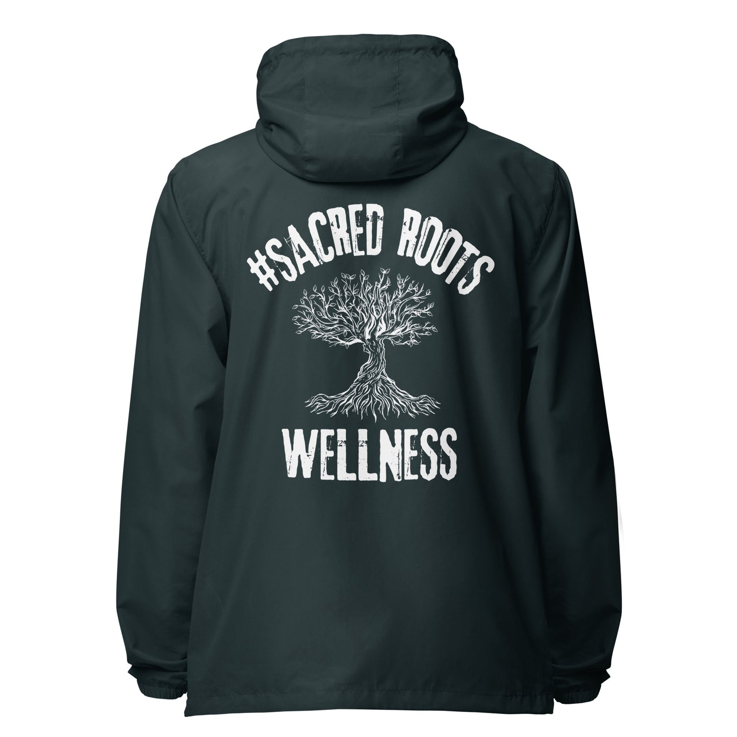 Sacred Roots Wellness lightweight zip up windbreaker