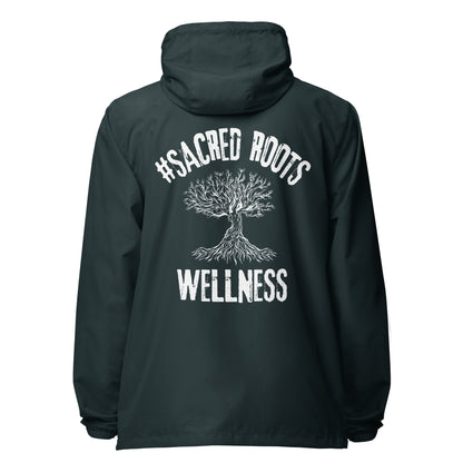 Sacred Roots Wellness lightweight zip up windbreaker