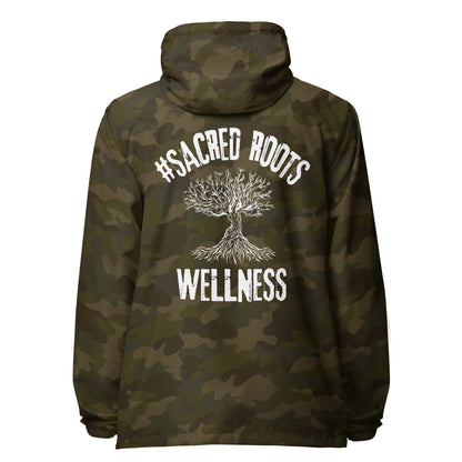 Sacred Roots Wellness lightweight zip up windbreaker