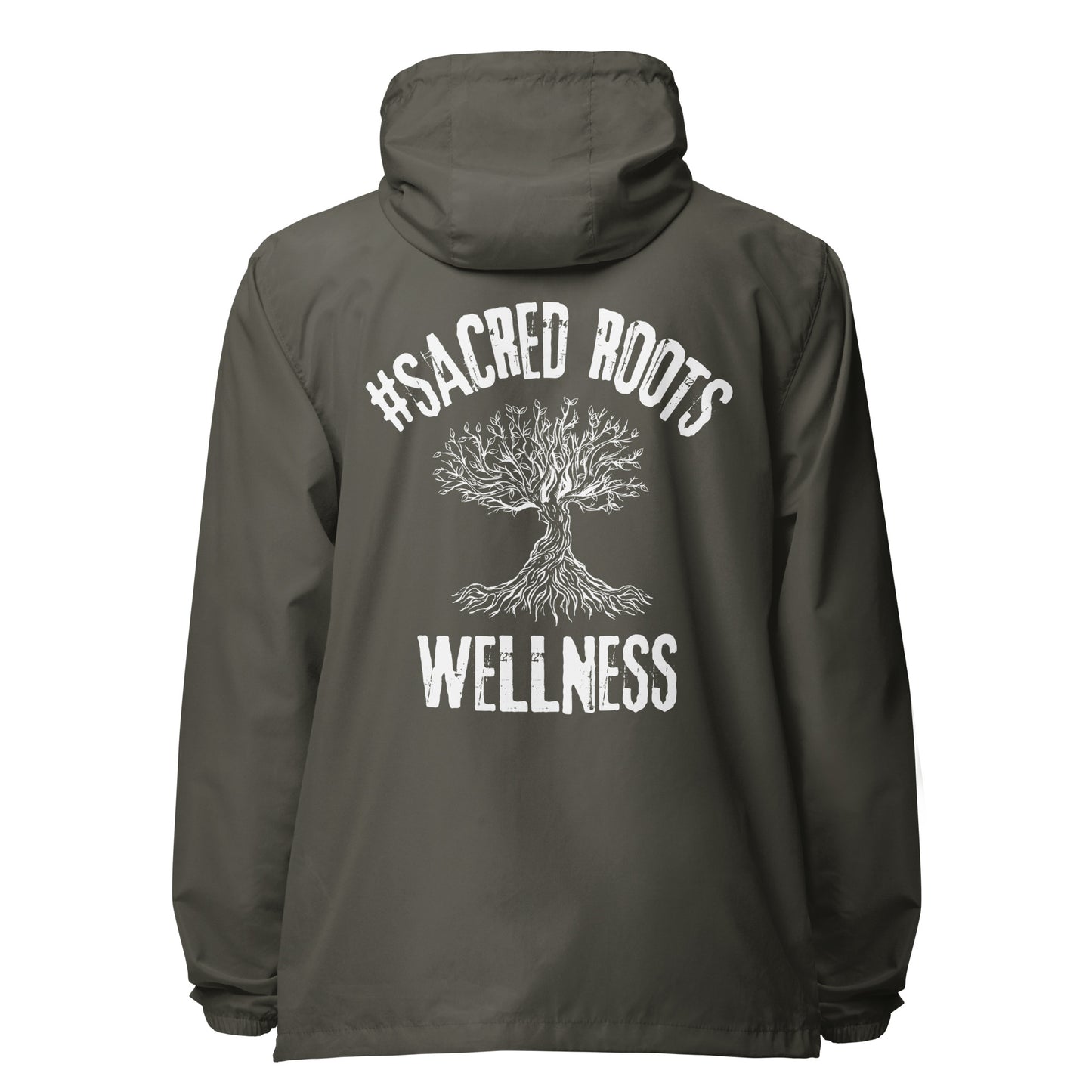 Sacred Roots Wellness lightweight zip up windbreaker