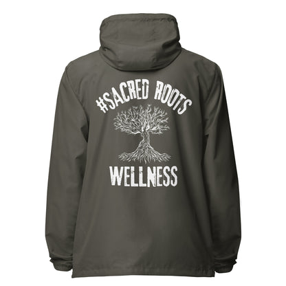 Sacred Roots Wellness lightweight zip up windbreaker