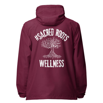 Sacred Roots Wellness lightweight zip up windbreaker