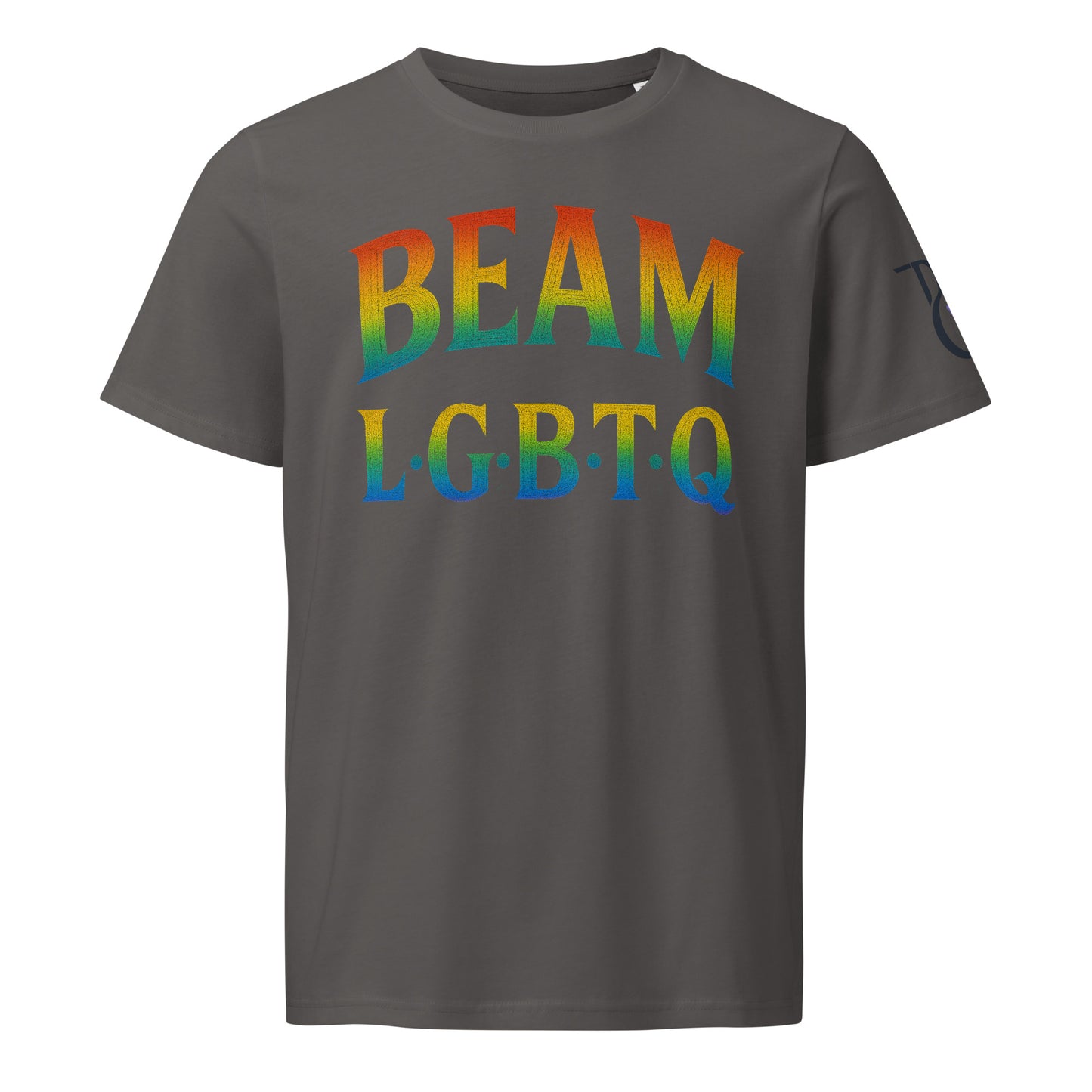 BEAM LGBTQ Rainbow Pride Front & Back T-Shirt – Radiant Glitter Effect Gay Pride Tee for Bold Self-Expression. Unisex organic mid-light t-shirt