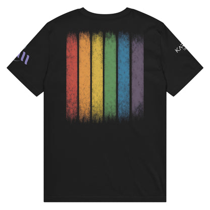 BEAM LGBTQ Rainbow Pride Front & Back T-Shirt – Radiant Glitter Effect Gay Pride Tee for Bold Self-Expression. Unisex organic mid-light t-shirt