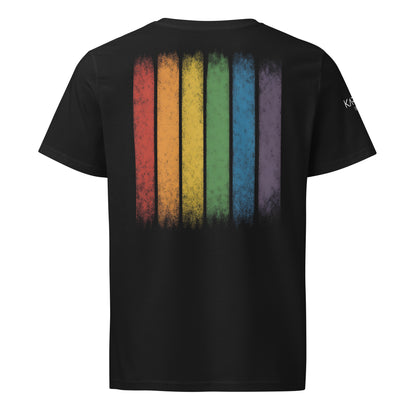 Karma 1896 LGBTQ Rainbow Pride Front & Back T-Shirt – Colorful Glitter Statement Tee for Pride Month, Gay Rights, and Equality Unisex organic mid-light t-shirt