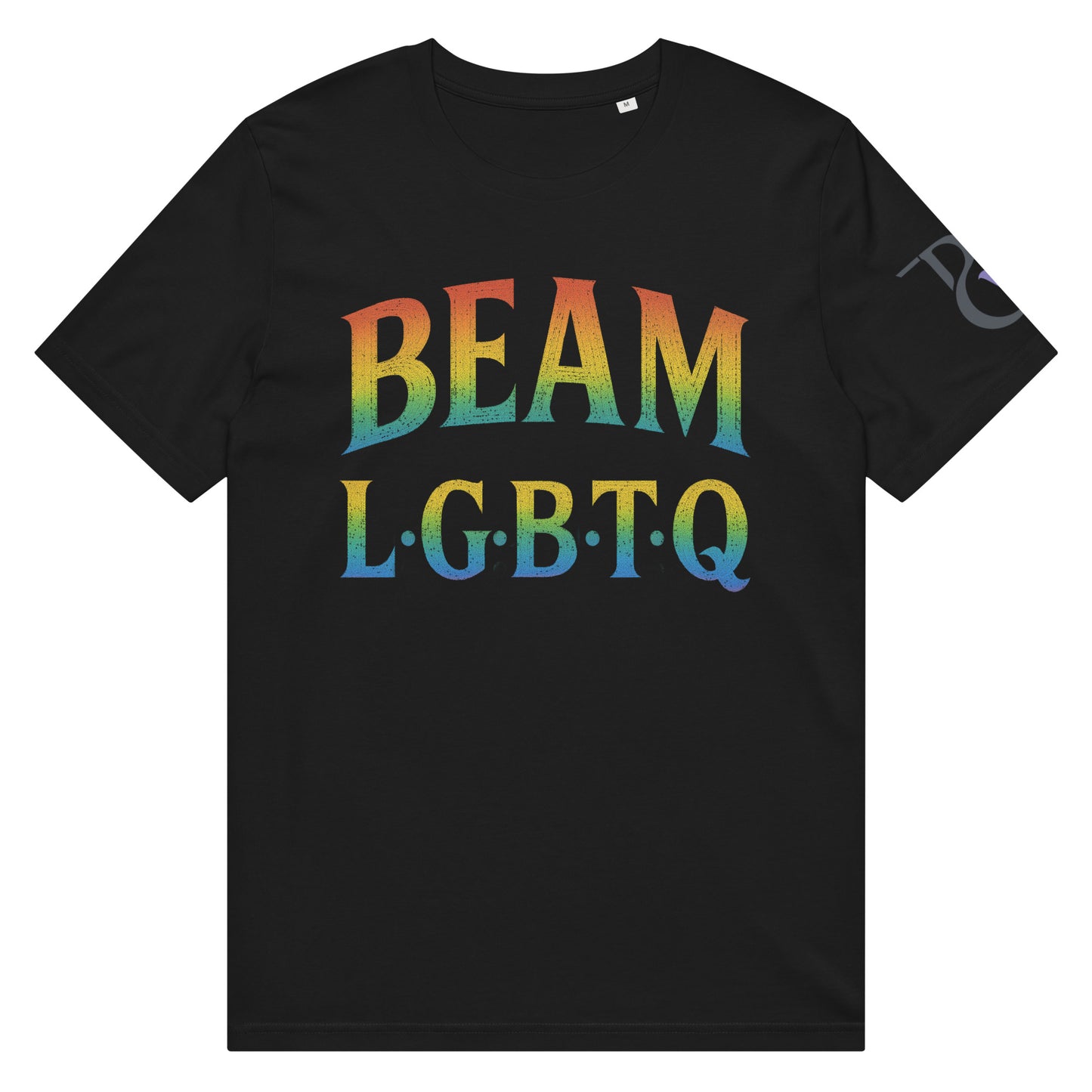 BEAM LGBTQ Rainbow Pride Front & Back T-Shirt – Radiant Glitter Effect Gay Pride Tee for Bold Self-Expression. Unisex organic mid-light t-shirt
