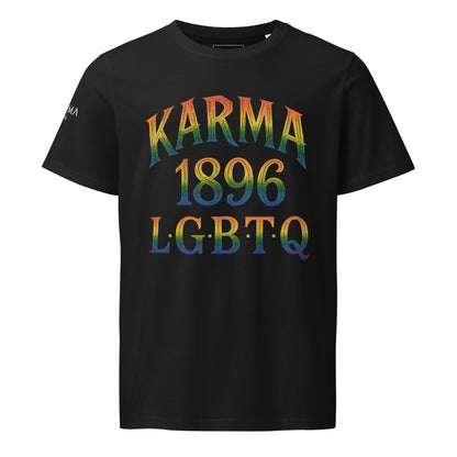 Karma 1896 LGBTQ Rainbow Pride Front & Back T-Shirt – Colorful Glitter Statement Tee for Pride Month, Gay Rights, and Equality Unisex organic mid-light t-shirt
