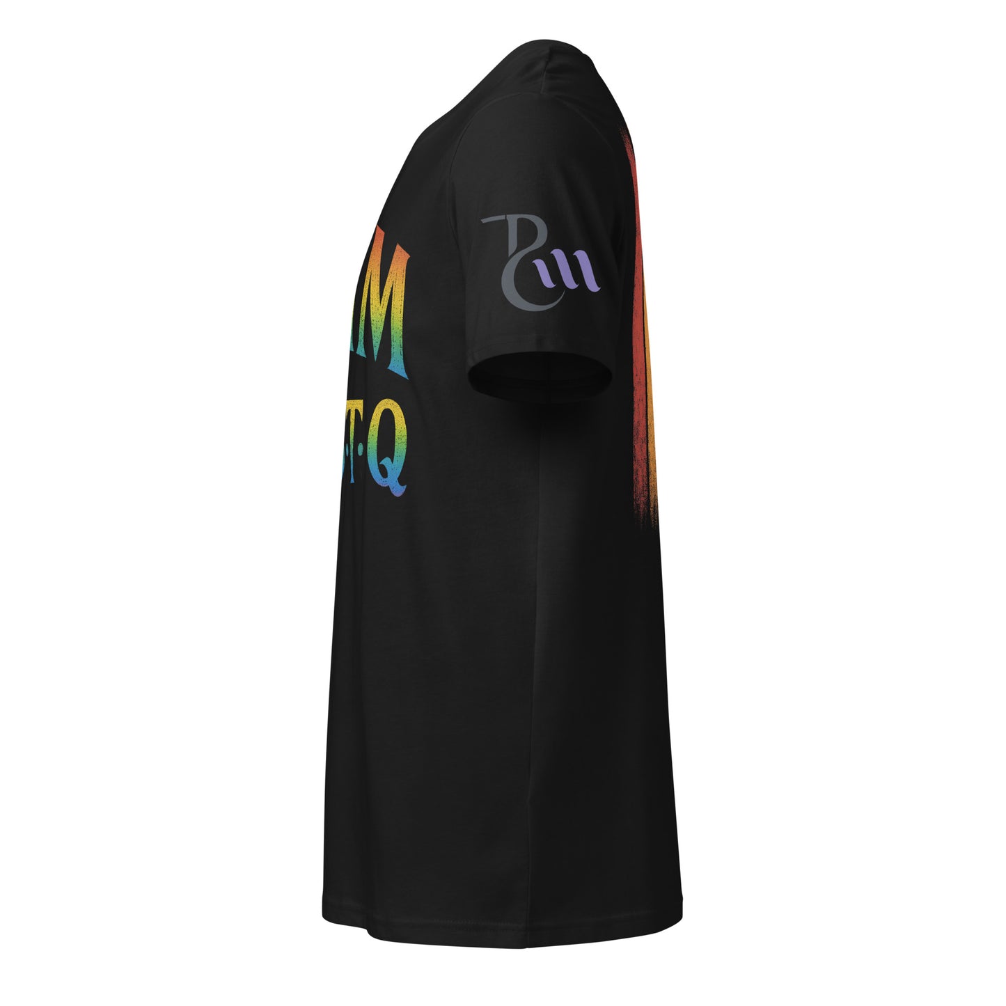 BEAM LGBTQ Rainbow Pride Front & Back T-Shirt – Radiant Glitter Effect Gay Pride Tee for Bold Self-Expression. Unisex organic mid-light t-shirt