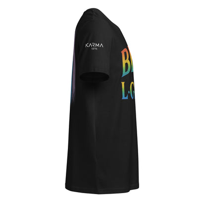 BEAM LGBTQ Rainbow Pride Front & Back T-Shirt – Radiant Glitter Effect Gay Pride Tee for Bold Self-Expression. Unisex organic mid-light t-shirt