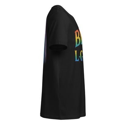 BEAM LGBTQ Rainbow Pride Front & Back T-Shirt – Radiant Glitter Effect Gay Pride Tee for Bold Self-Expression. Unisex organic mid-light t-shirt