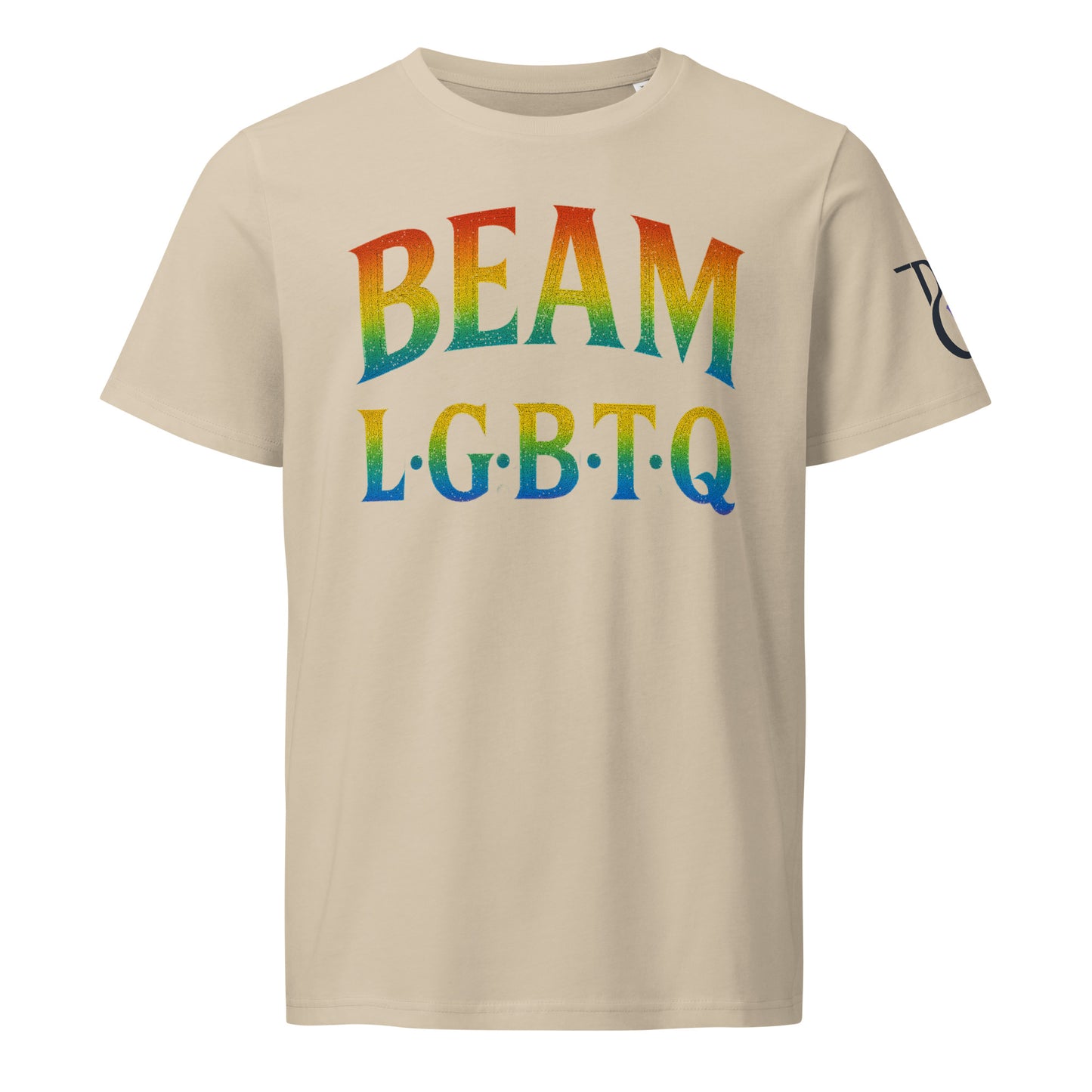 BEAM LGBTQ Rainbow Pride Front & Back T-Shirt – Radiant Glitter Effect Gay Pride Tee for Bold Self-Expression. Unisex organic mid-light t-shirt