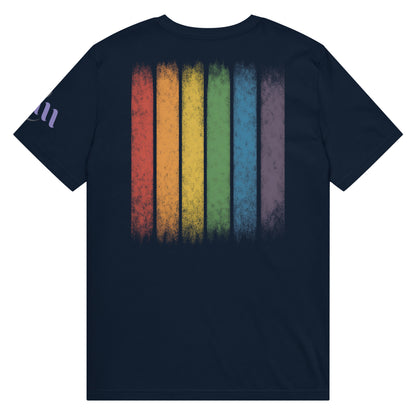 BEAM LGBTQ Rainbow Pride Front & Back T-Shirt – Radiant Glitter Effect Gay Pride Tee for Bold Self-Expression. Unisex organic mid-light t-shirt
