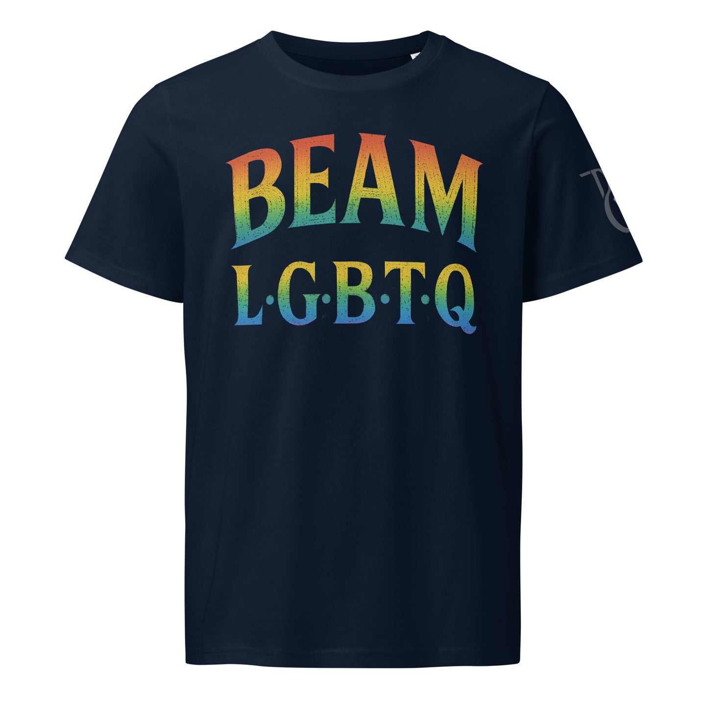 BEAM LGBTQ Rainbow Pride Front & Back T-Shirt – Radiant Glitter Effect Gay Pride Tee for Bold Self-Expression. Unisex organic mid-light t-shirt