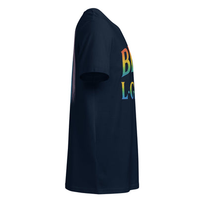 BEAM LGBTQ Rainbow Pride Front & Back T-Shirt – Radiant Glitter Effect Gay Pride Tee for Bold Self-Expression. Unisex organic mid-light t-shirt