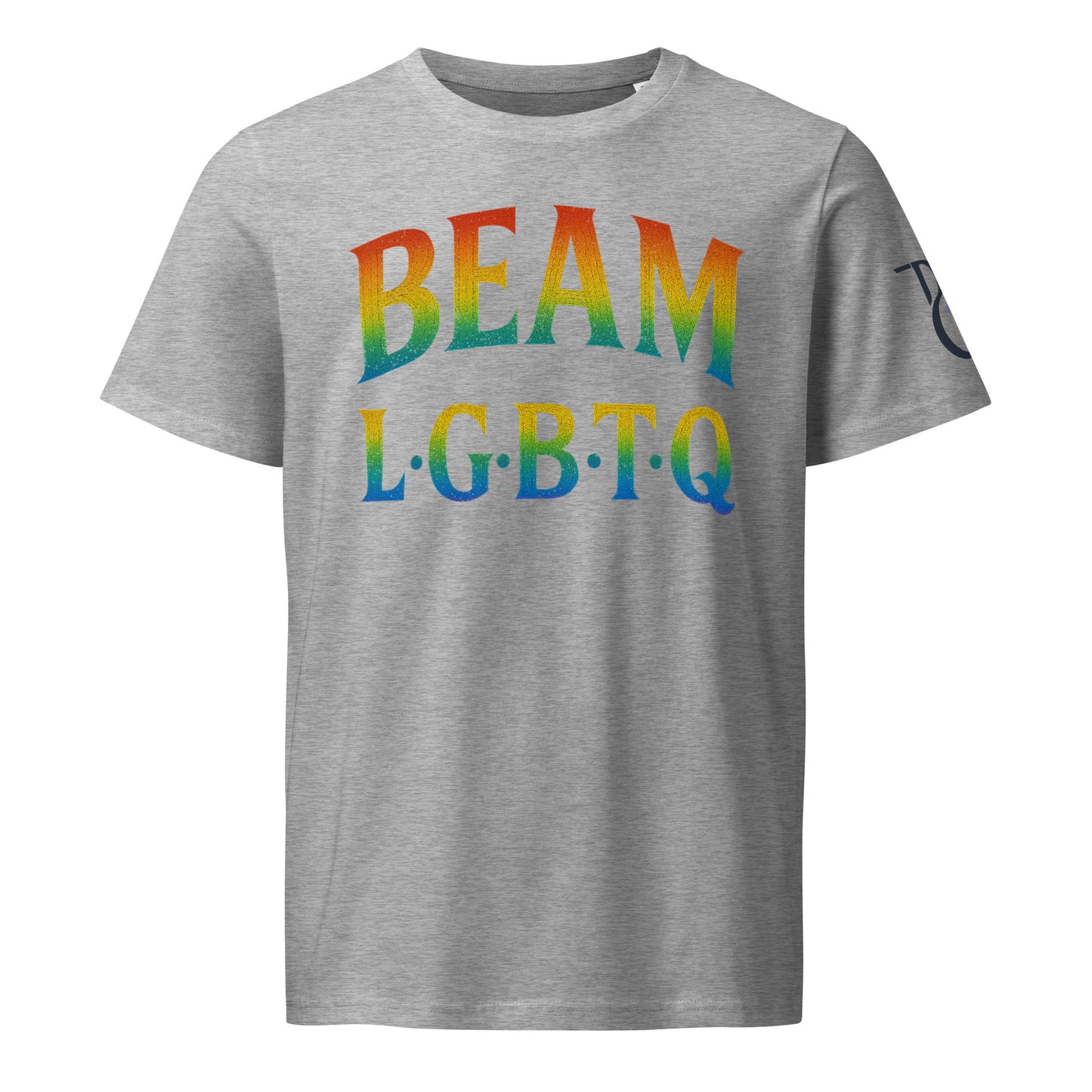BEAM LGBTQ Rainbow Pride Front & Back T-Shirt – Radiant Glitter Effect Gay Pride Tee for Bold Self-Expression. Unisex organic mid-light t-shirt