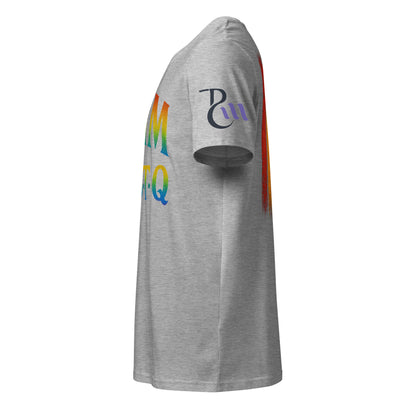 BEAM LGBTQ Rainbow Pride Front & Back T-Shirt – Radiant Glitter Effect Gay Pride Tee for Bold Self-Expression. Unisex organic mid-light t-shirt