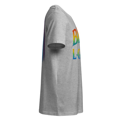 BEAM LGBTQ Rainbow Pride Front & Back T-Shirt – Radiant Glitter Effect Gay Pride Tee for Bold Self-Expression. Unisex organic mid-light t-shirt