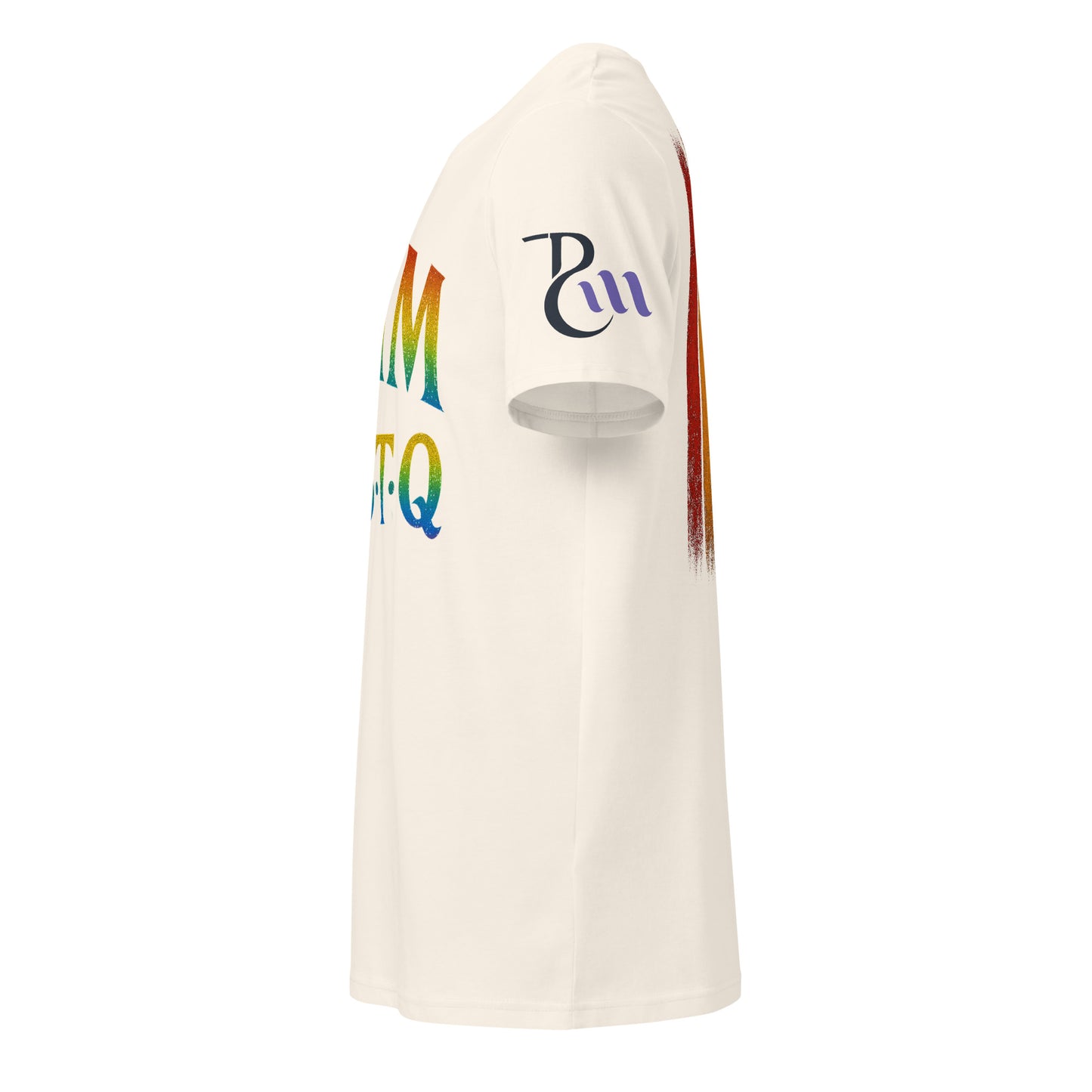 BEAM LGBTQ Rainbow Pride Front & Back T-Shirt – Radiant Glitter Effect Gay Pride Tee for Bold Self-Expression. Unisex organic mid-light t-shirt