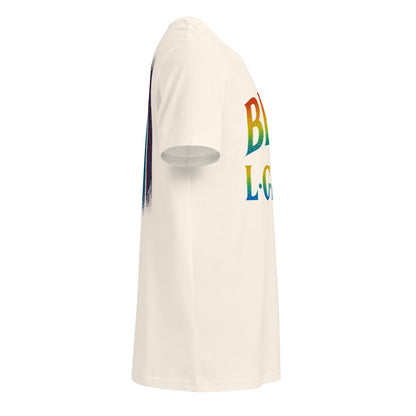 BEAM LGBTQ Rainbow Pride Front & Back T-Shirt – Radiant Glitter Effect Gay Pride Tee for Bold Self-Expression. Unisex organic mid-light t-shirt