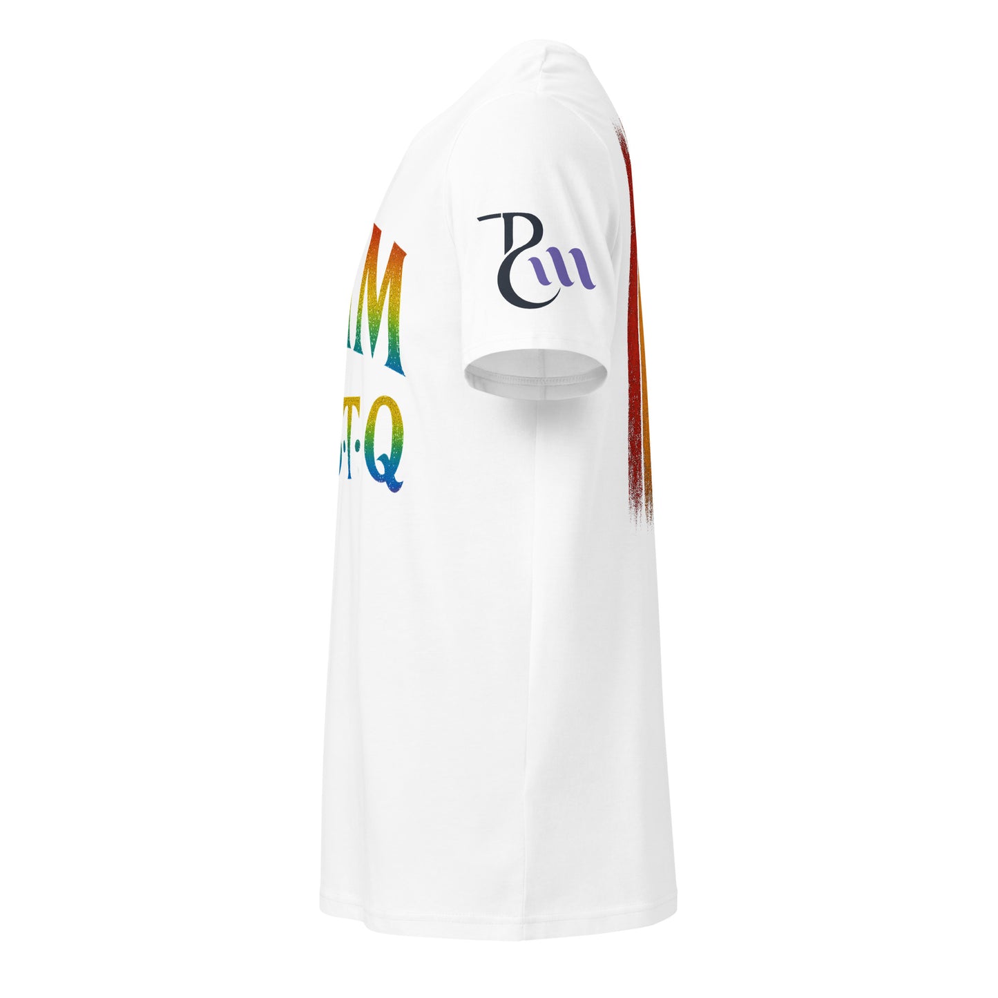 BEAM LGBTQ Rainbow Pride Front & Back T-Shirt – Radiant Glitter Effect Gay Pride Tee for Bold Self-Expression. Unisex organic mid-light t-shirt