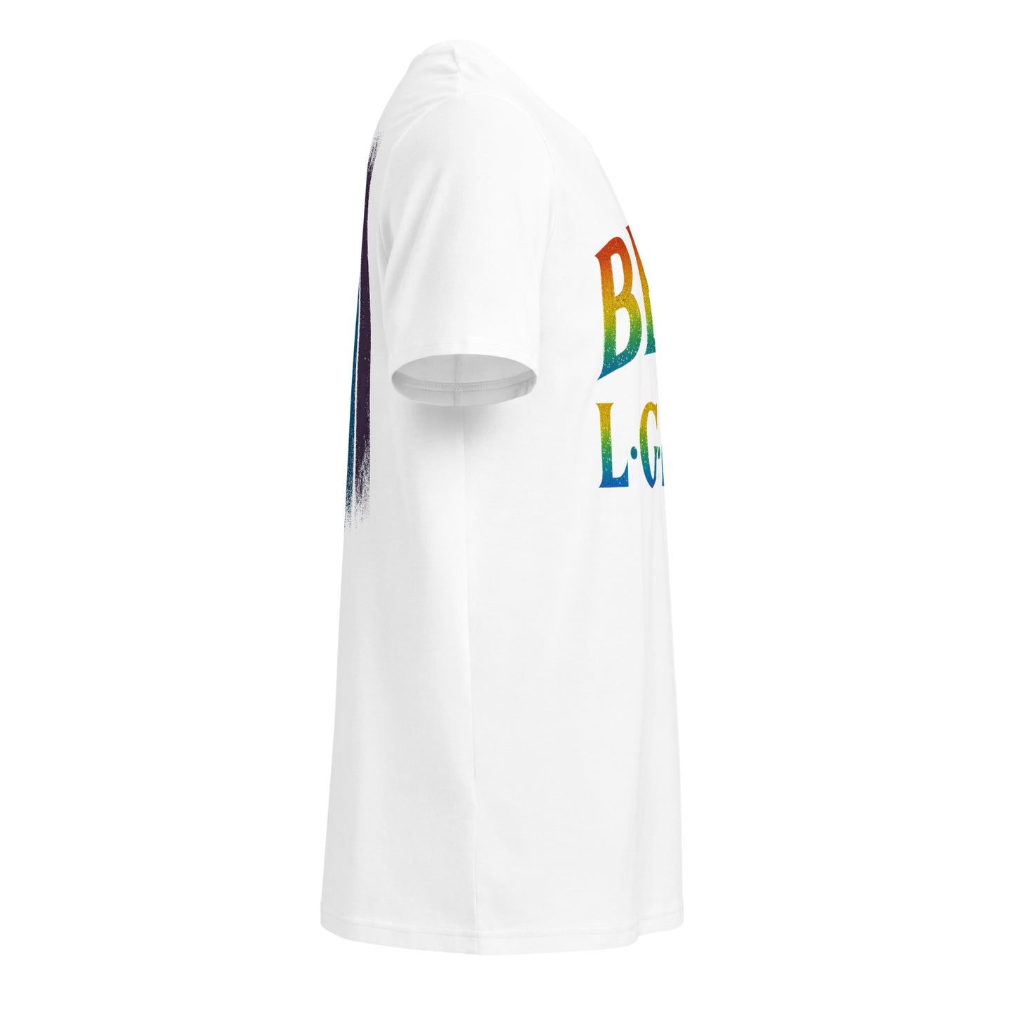 BEAM LGBTQ Rainbow Pride Front & Back T-Shirt – Radiant Glitter Effect Gay Pride Tee for Bold Self-Expression. Unisex organic mid-light t-shirt
