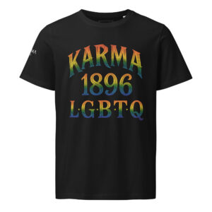 Karma 1896 LGBTQ Rainbow Pride Front & Back T-Shirt – Colorful Glitter Statement Tee for Pride Month, Gay Rights, and Equality Unisex organic mid-light t-shirt